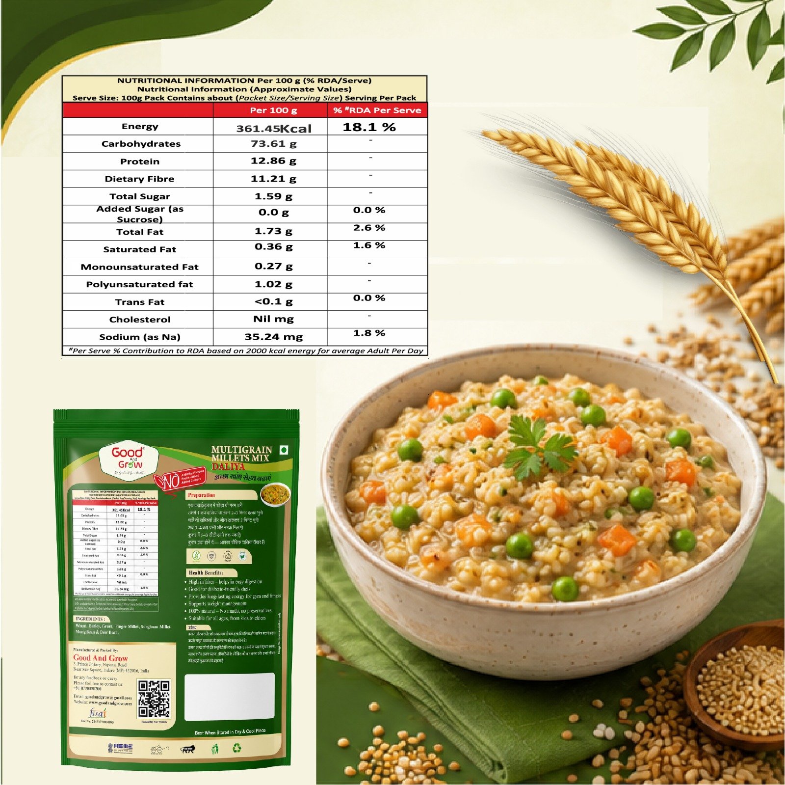 Multigrain Millets Mix Daliya 500 Grm - Image 4